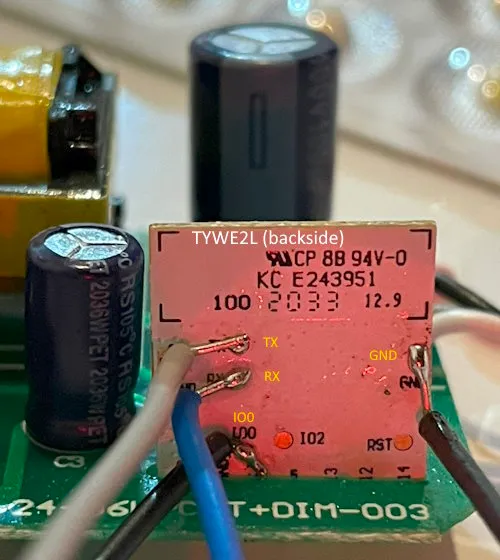 TYWE2L with soldered wires